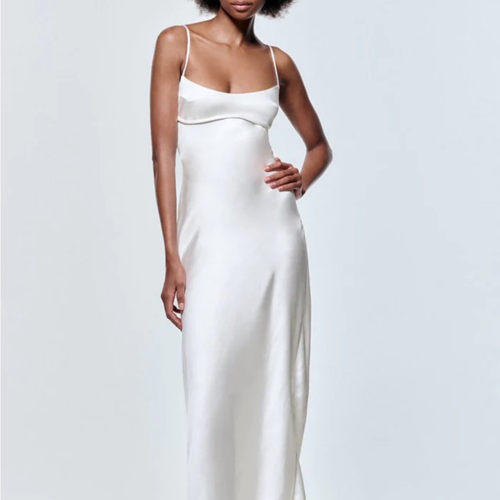 NWOT Zara White silk slip dress